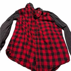 Red and Black Plaid Men's Casual Button Down Shirt
